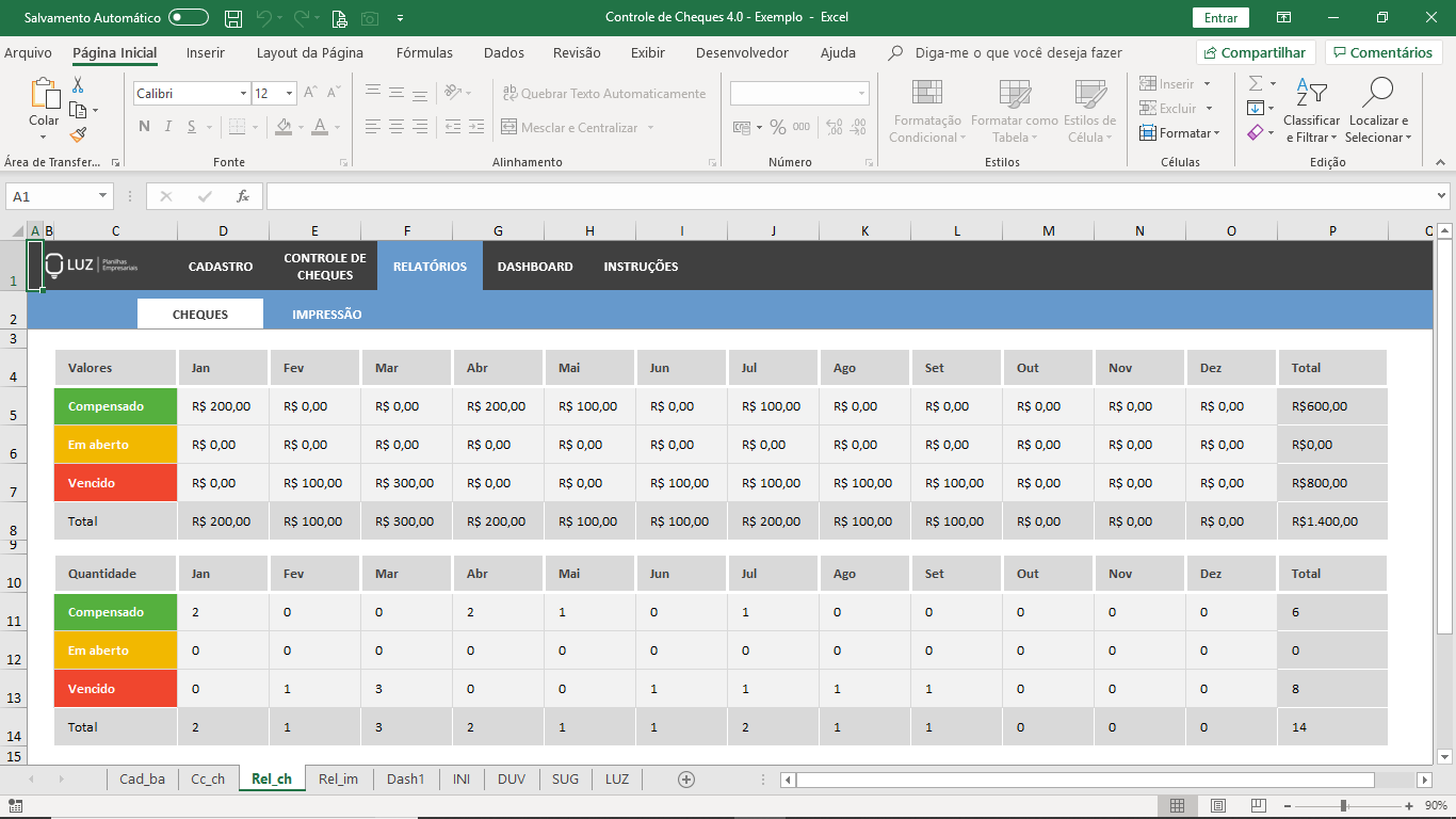 Planilha De Controle De Cheques Em Excel Planilhas Prontas 4399