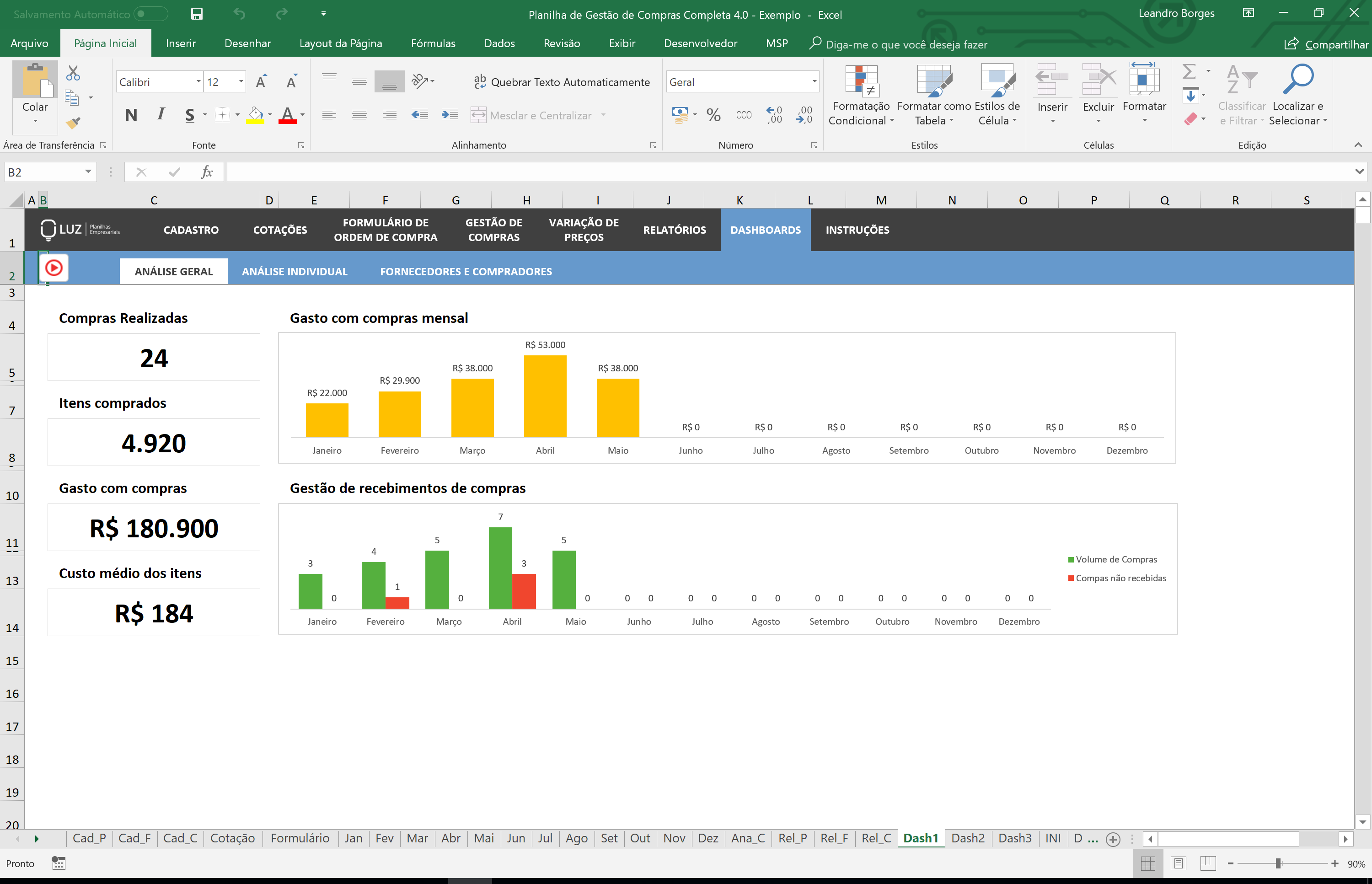 Planilha De Gestão De Compras Completa Em Excel Planilhas Prontas