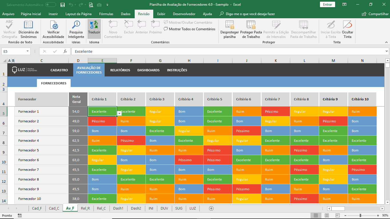 Planilhasvc Planilha De Avaliação De Fornecedores Em Excel 40 