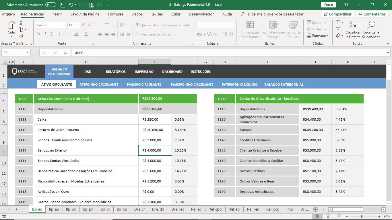 Planilha De Balanço Patrimonial Em Excel Planilhas Prontas 2644