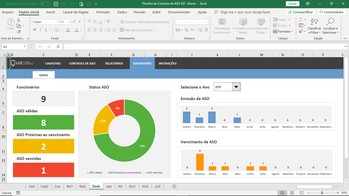 Planilha De Controle De Aso Atestado De Saúde Ocupacional Em Excel Planilhas Prontas 7958