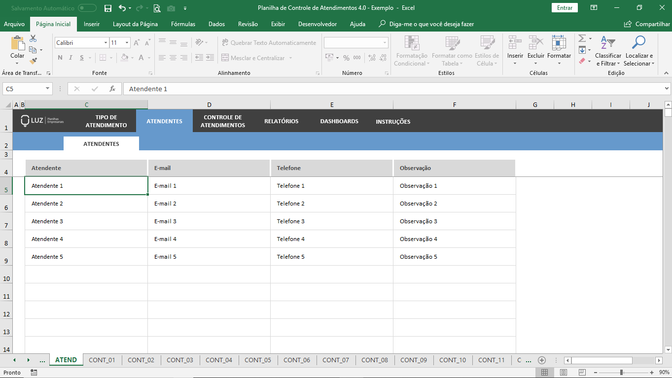 Planilha De Controle De Atendimentos Em Excel Planilhas Prontas 7316