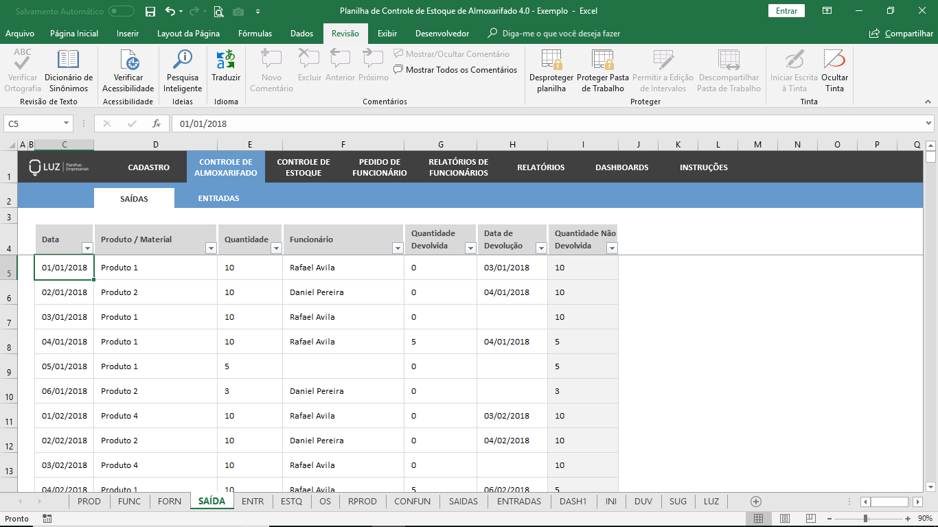 Planilha De Controle De Estoque De Almoxarifado Em Excel 40 Planilhas Em Excel 9220