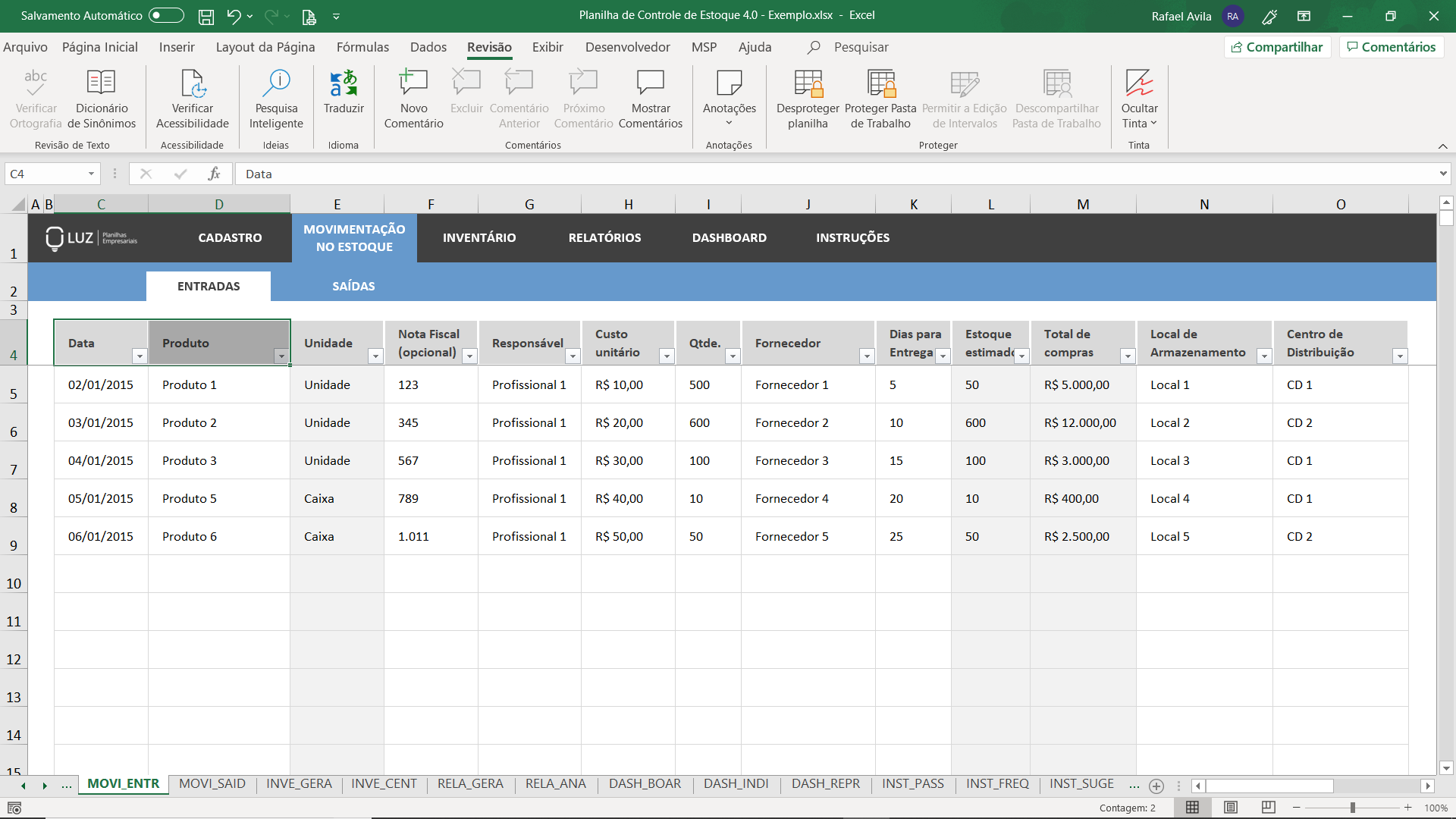 Planilha De Controle De Estoque Em Excel Planilhas Prontas 3919