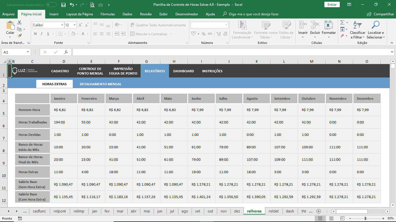 Planilha de horas trabalhadas no Excel: como fazer controle de ponto