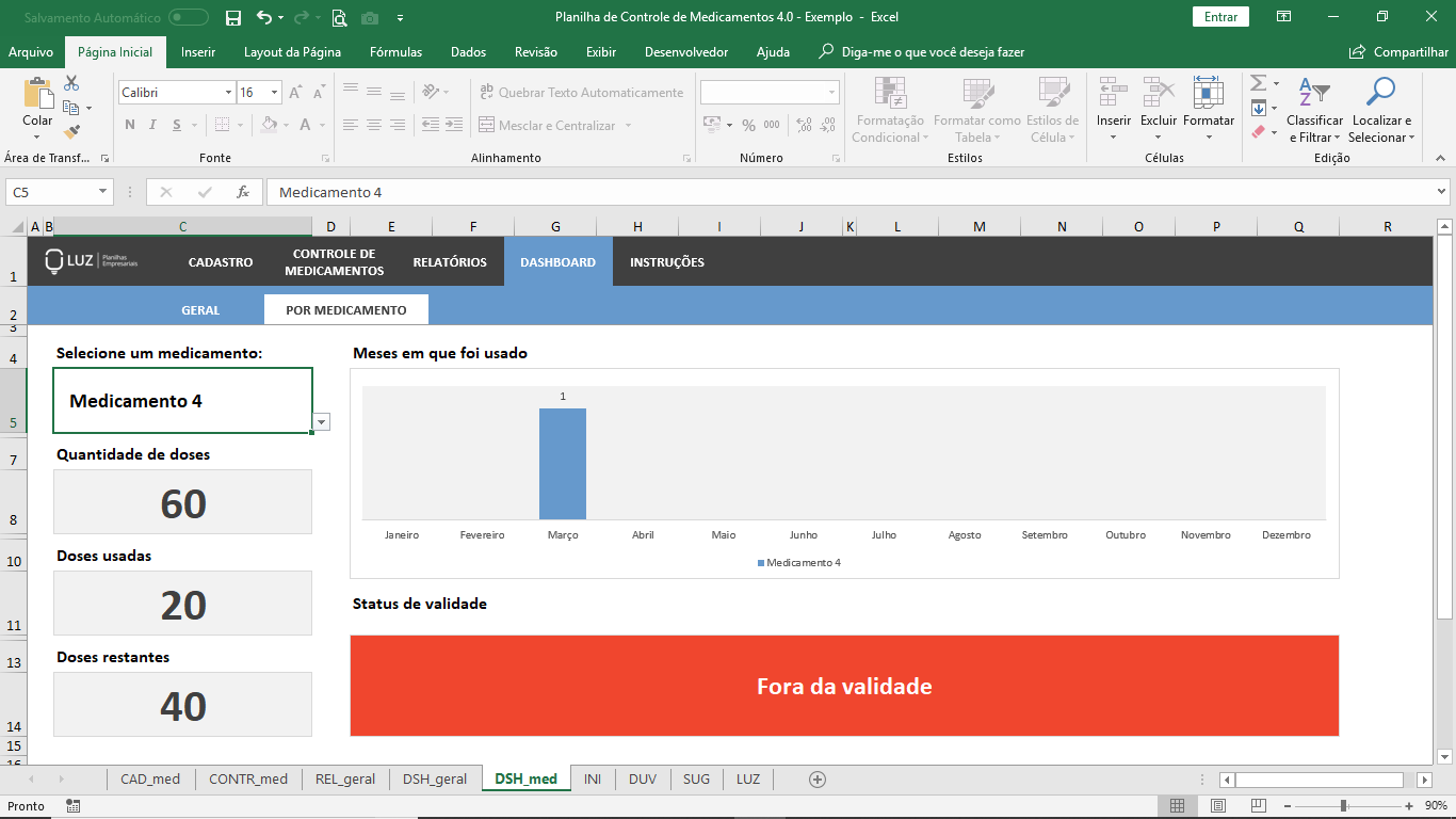 Planilha De Controle De Medicamentos Em Excel Planilhas Prontas 5949