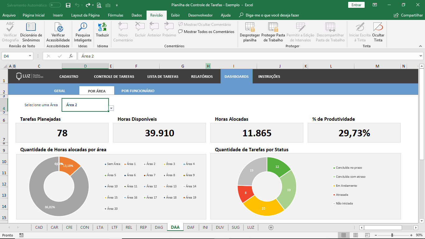 Planilha De Controle De Tarefas Em Excel Planilhas Prontas 3790