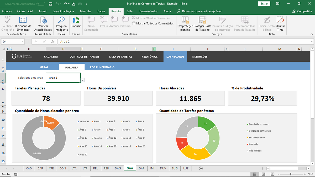 Planilha De Controle De Tarefas Em Excel 40 Planilhas Em Excel 9100