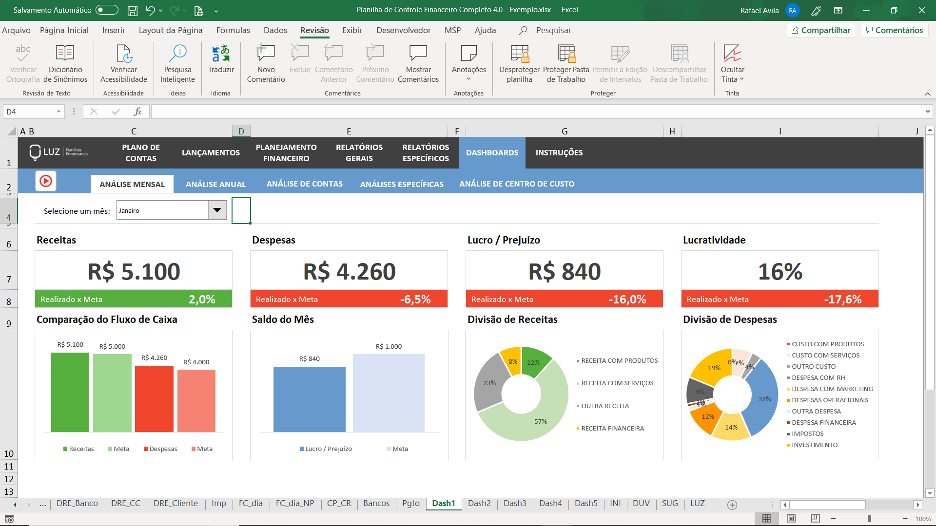 Planilha De Controle Financeiro Completo Em Excel Planilhas Prontas