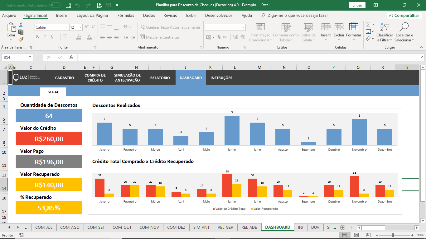 Planilha De Desconto De Cheques Factoring Em Excel Planilhas Prontas 5324