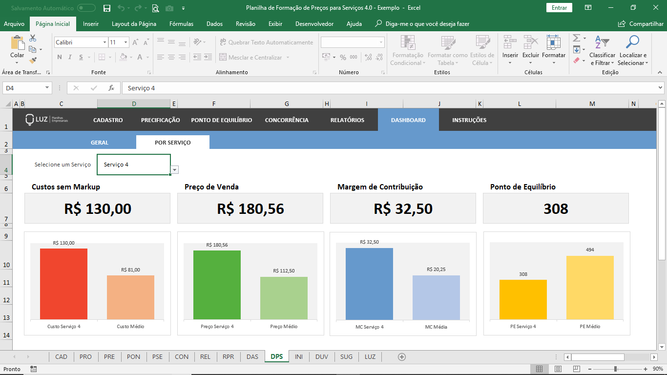 Planilha De Formação De Preços De Serviços Em Excel Planilhas Prontas 1881