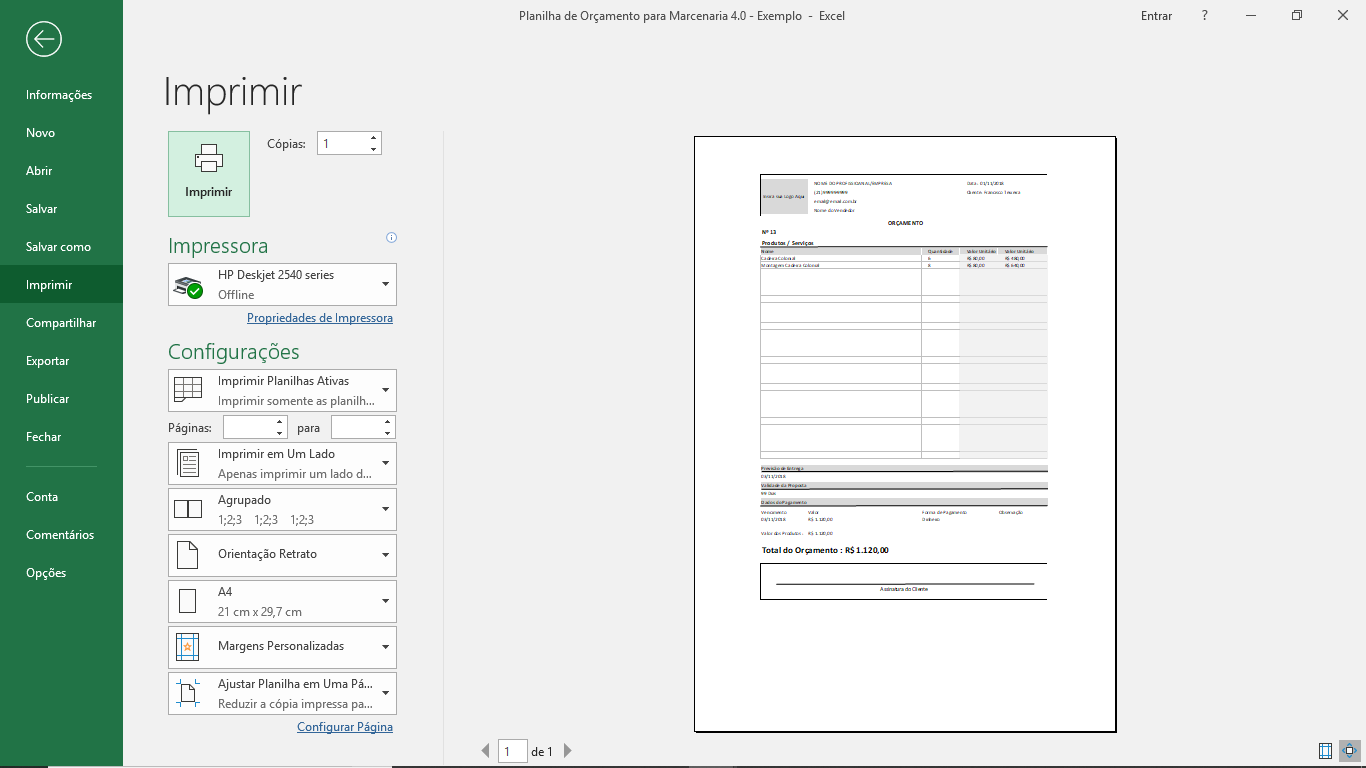 Planilha De Orçamento Para Marcenarias Em Excel 40 Planilhas Em Excel 1599