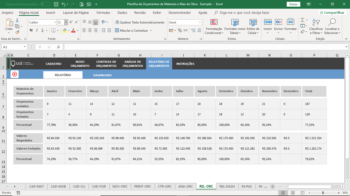 Planilha De Orçamento De Materiais E Mão De Obra Em Excel Planilhas Prontas 5597