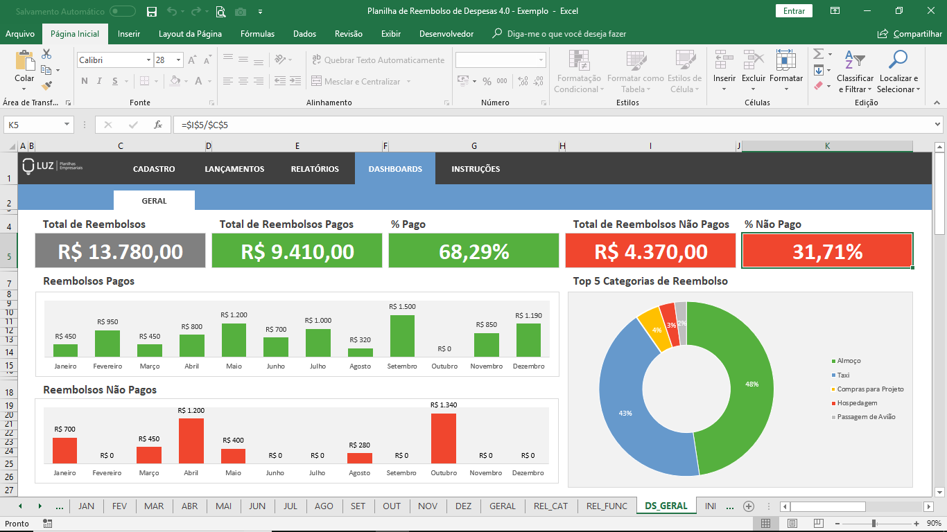 Planilha De Reembolso De Despesas Em Excel Planilhas Prontas