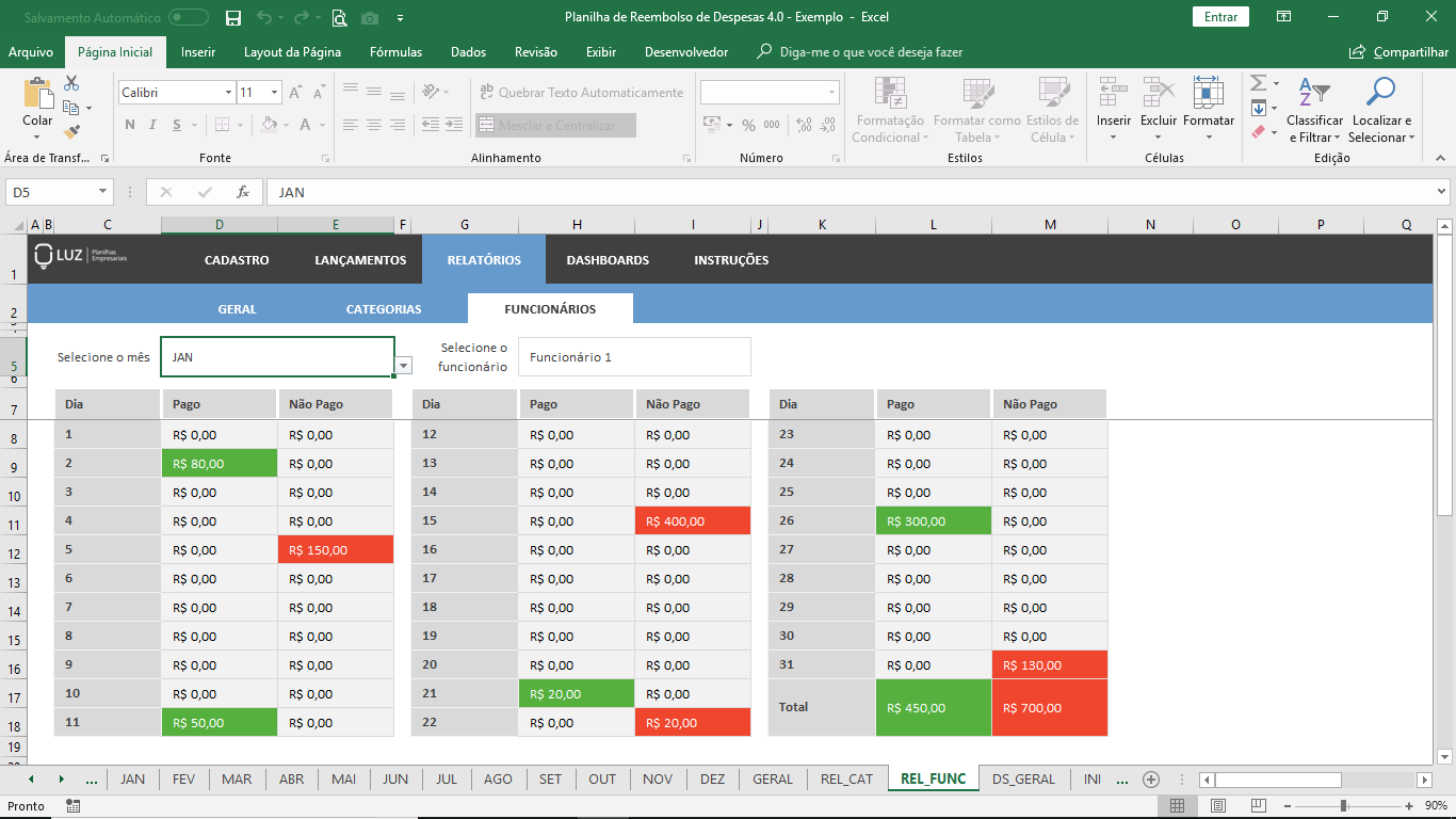 Planilha De Reembolso De Despesas Em Excel Planilhas Prontas 4749