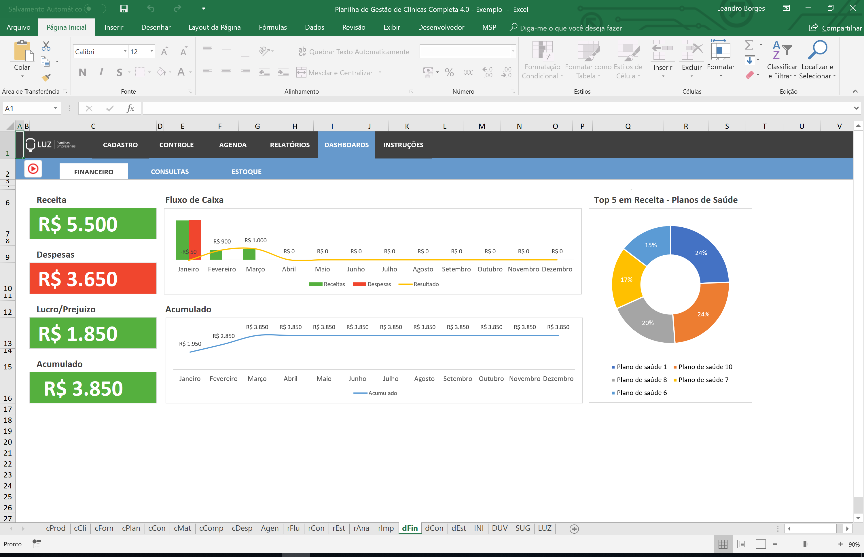 Planilha De Gestão De Clínicas Completa Em Excel Planilhas Prontas 1017