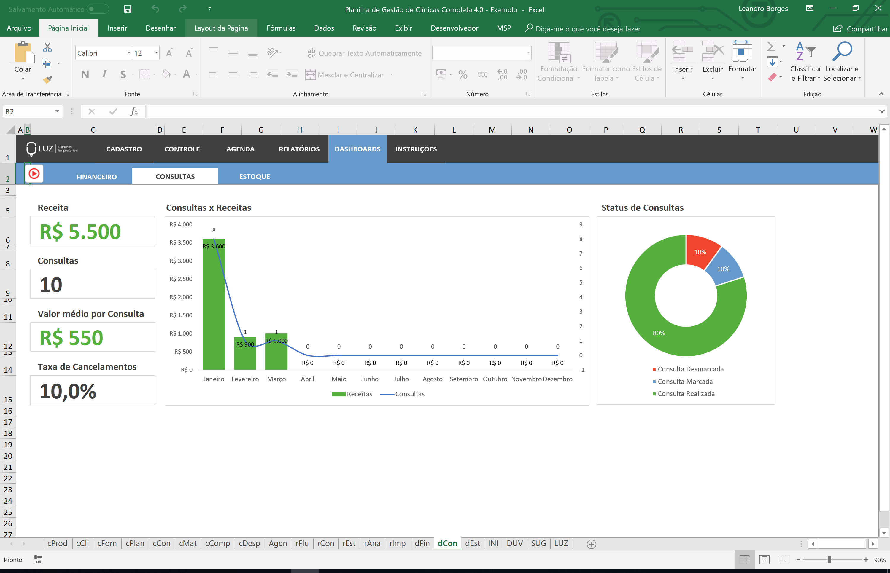 Planilhasvc Planilha De Gestão De Clínicas Completa Em Excel 40 9242