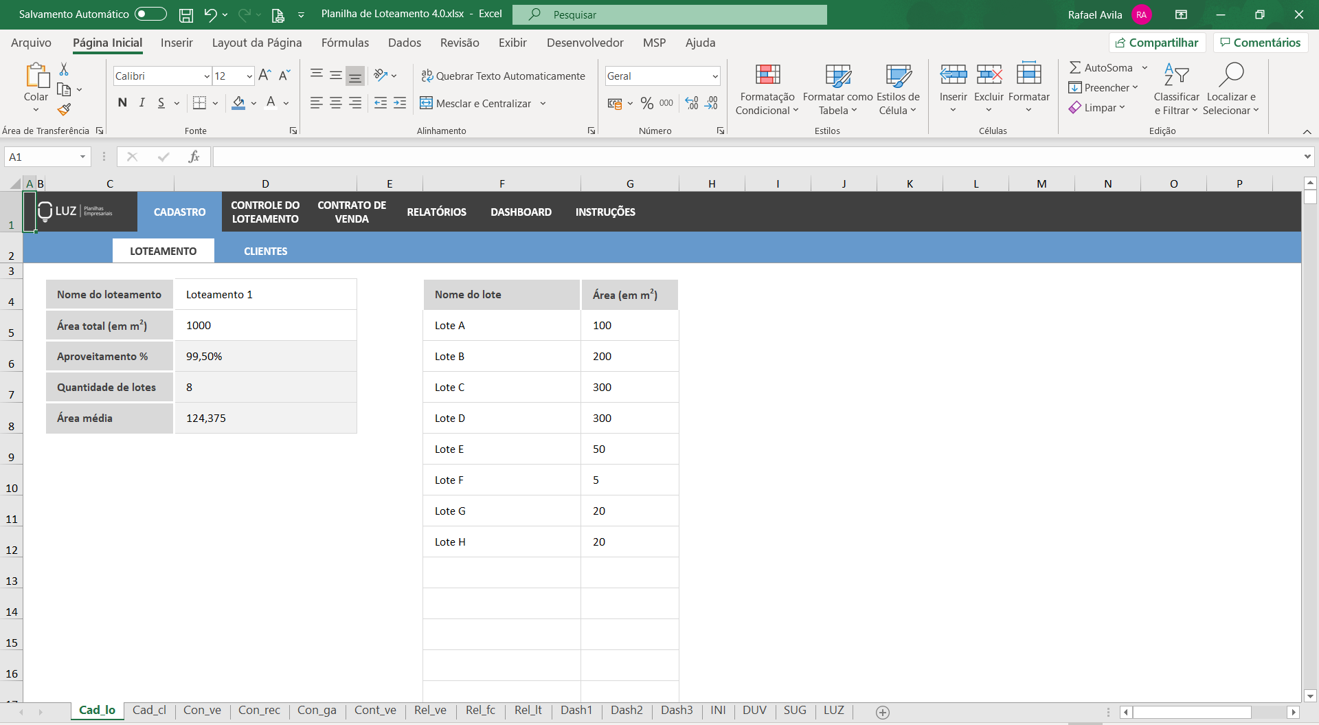 Planilha De Loteamento De Terrenos Em Excel Planilhas Prontas 5407