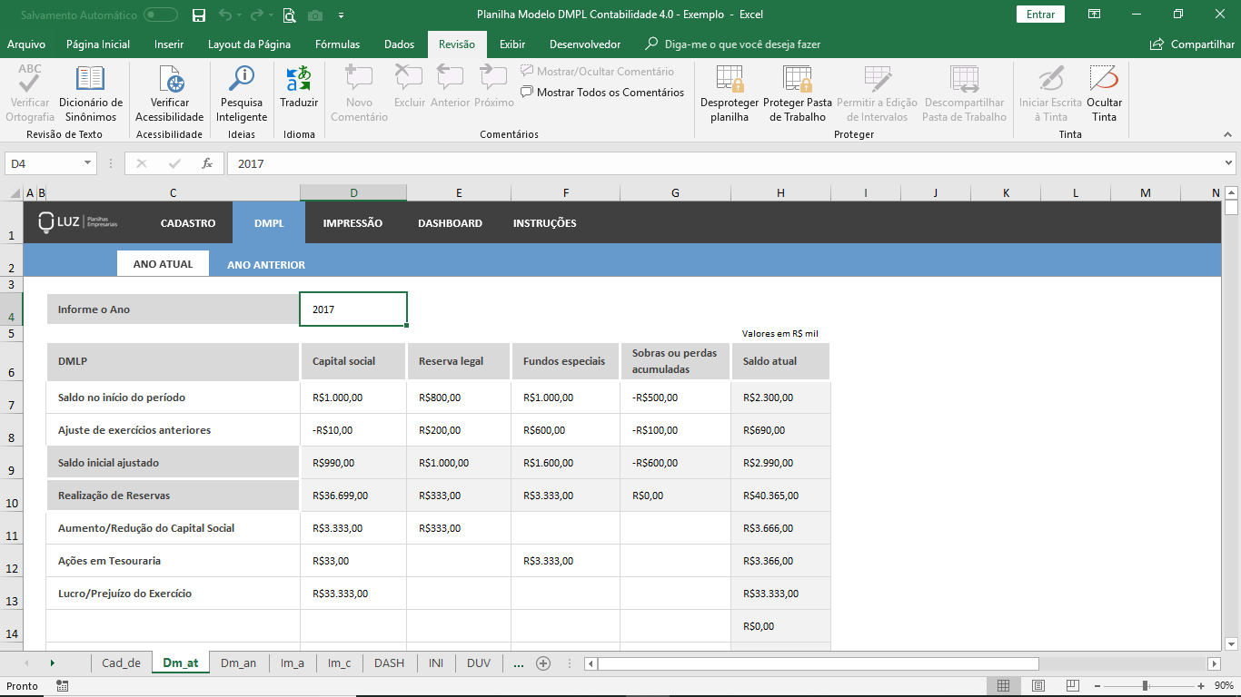 Planilhasvc Planilha Modelo Dmpl Contabilidade Em Excel 40 6206