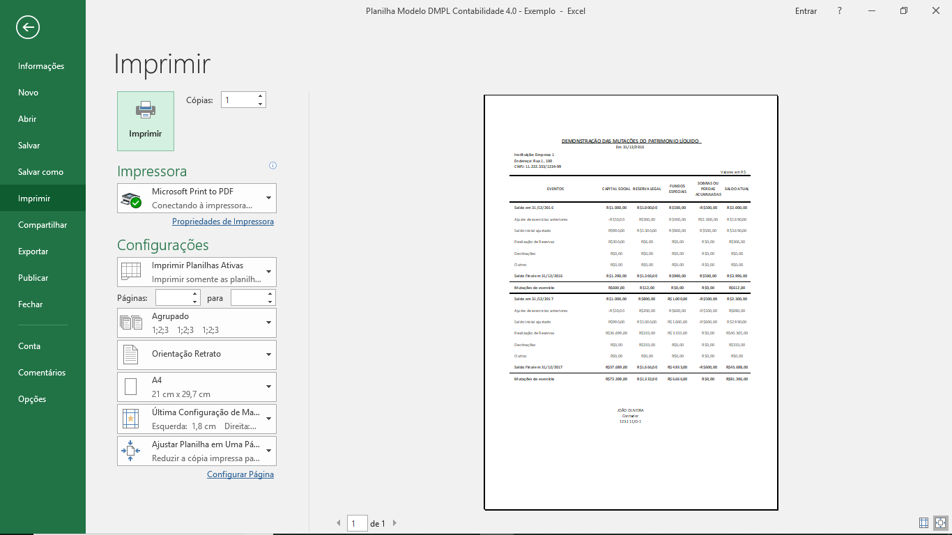 Planilha Modelo Dmpl Contabilidade Em Excel Planilhas Prontas 0303