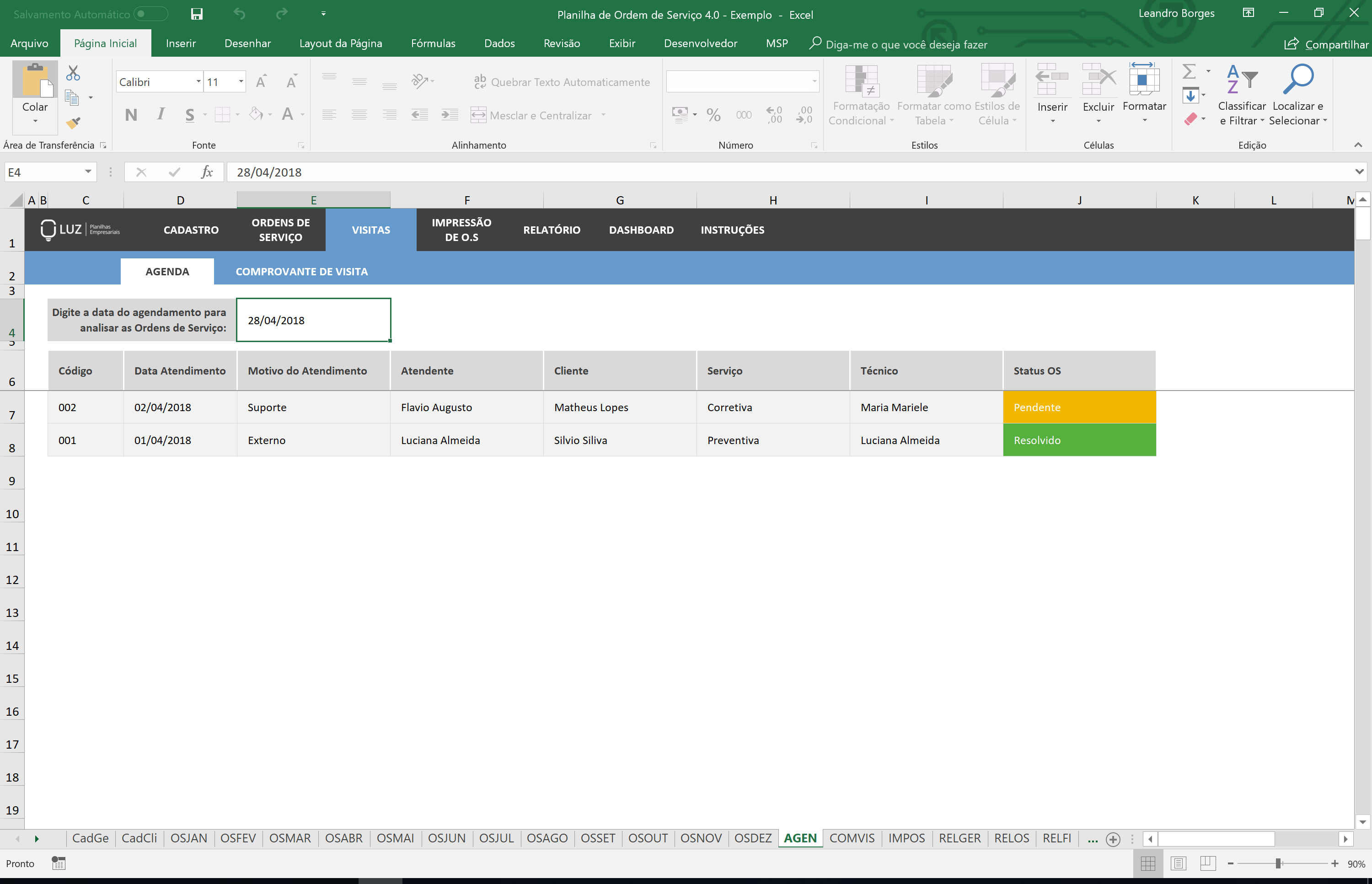 Planilha De Ordem De Serviço Em Excel Planilhas Prontas 2026