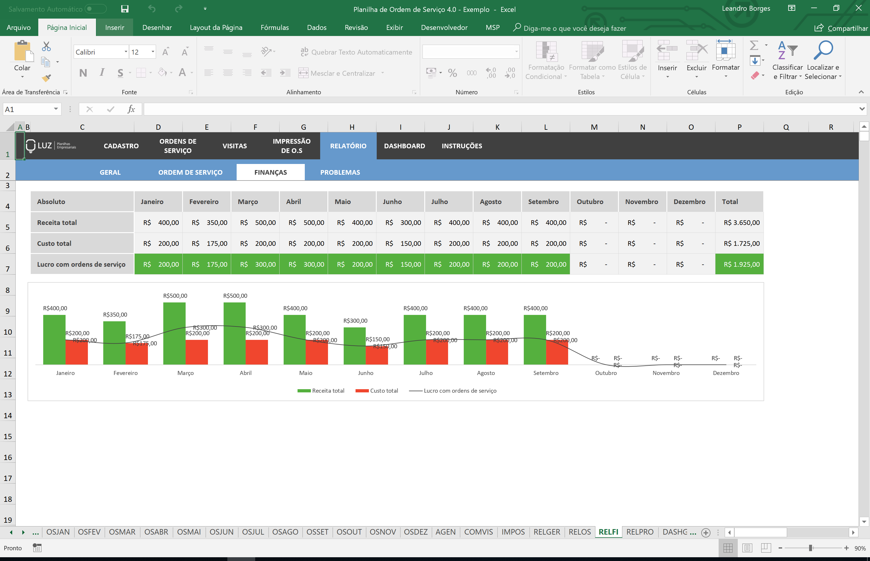 Planilha De Ordem De Serviço Em Excel Planilhas Prontas 3612