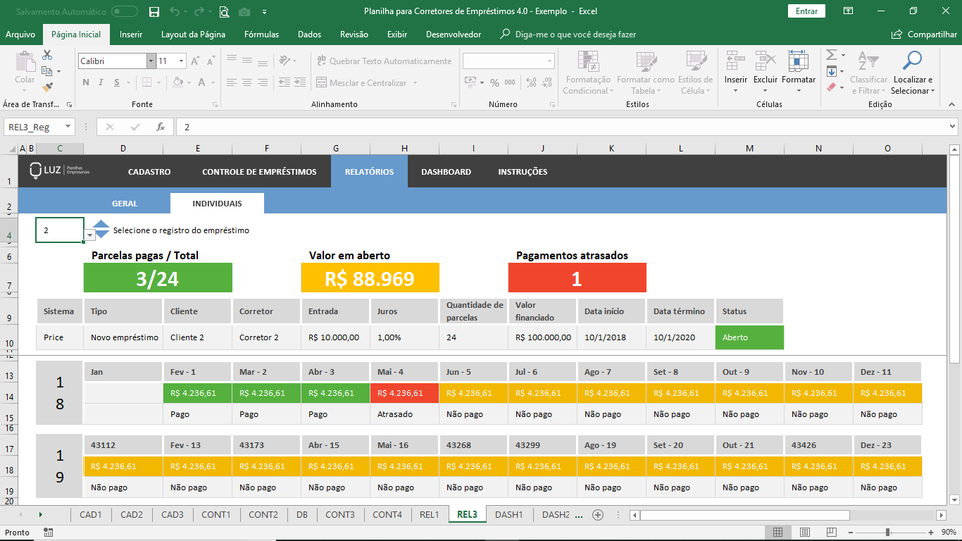 Planilha Para Corretores De Empréstimos Em Excel 40 Planilhas Em Excel 8250