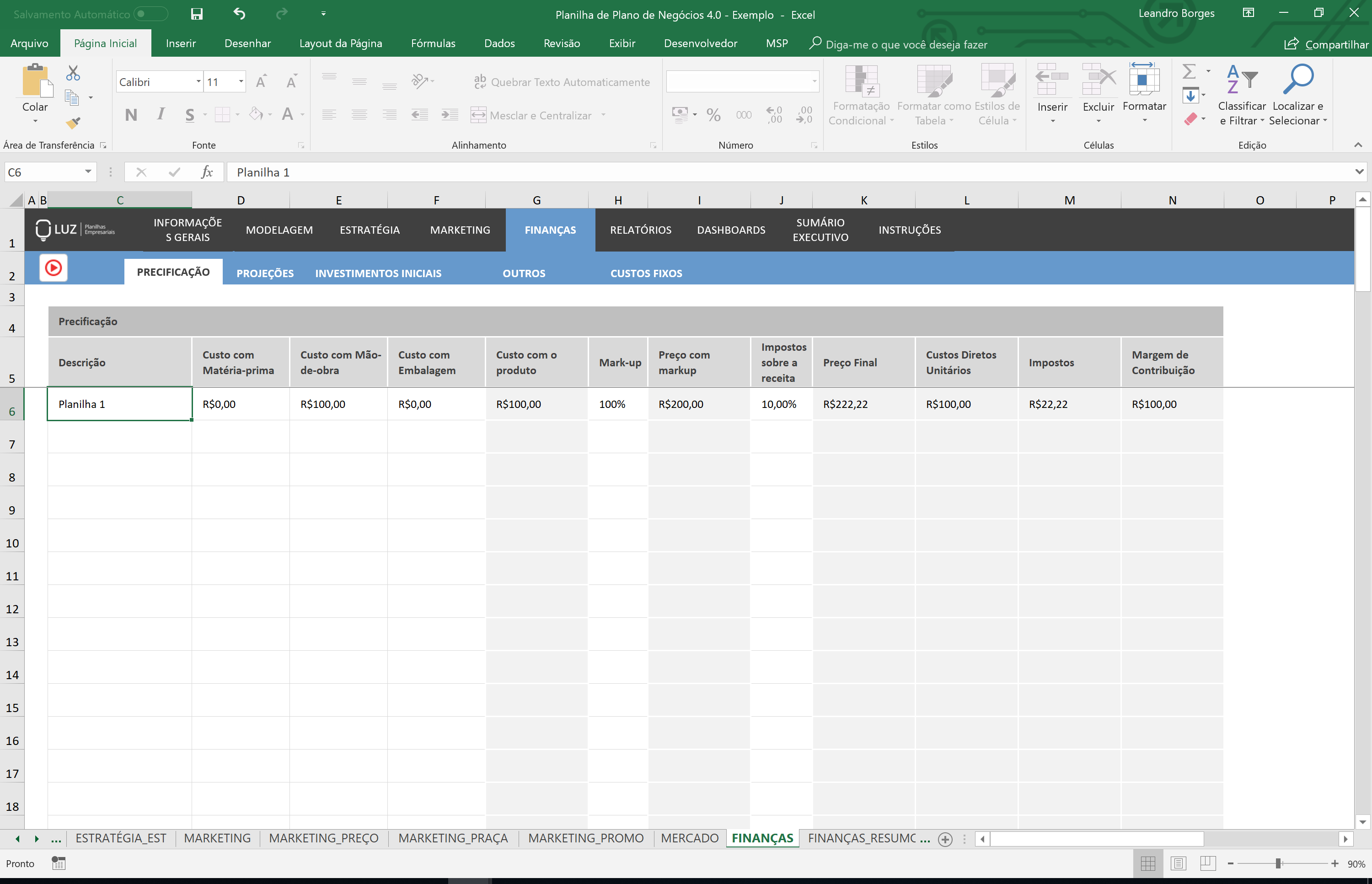 business plan template excel portugues