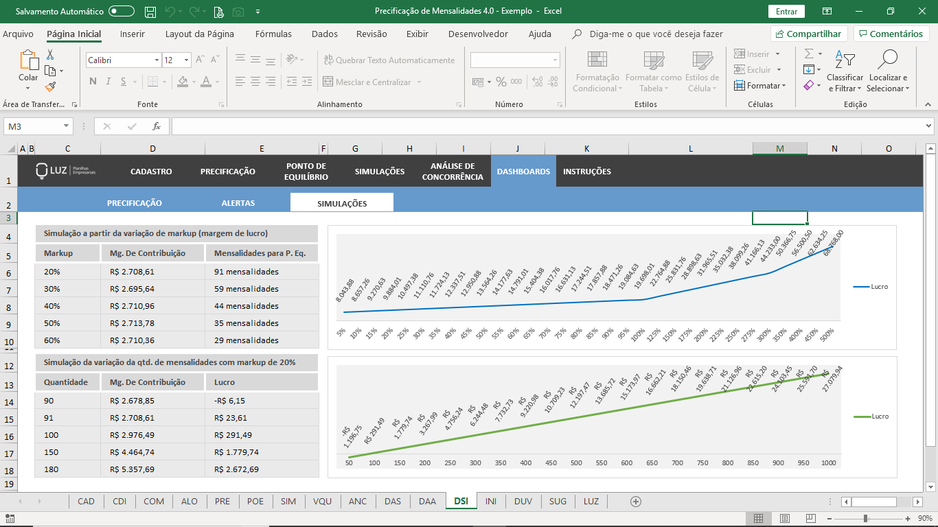 Planilhasvc Planilha De Precificação De Mensalidade Em Excel 40 6956