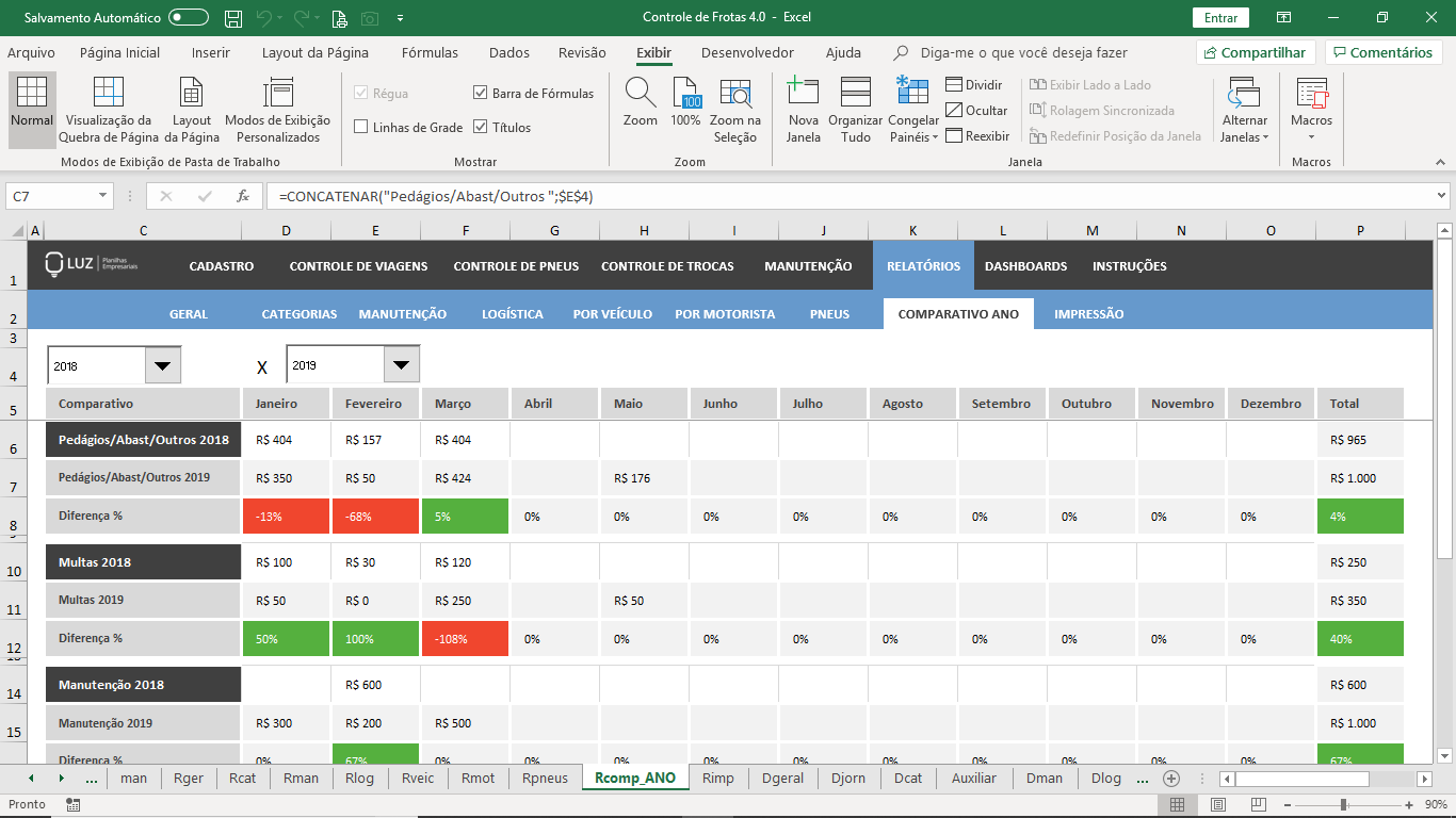 Planilhasvc Sistema De Controle De Frotas Completo Em Excel 40 0167