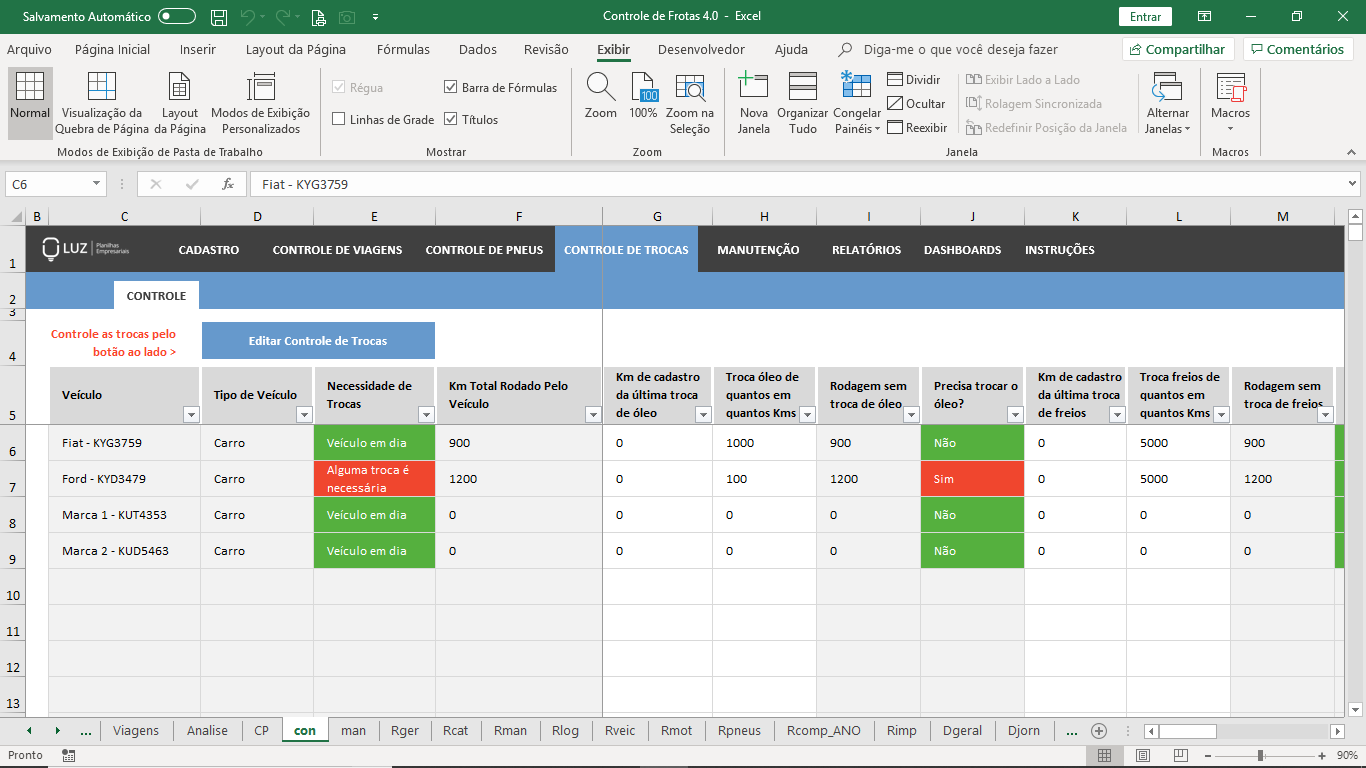 Planilhasvc Sistema De Controle De Frotas Completo Em Excel 40 1030