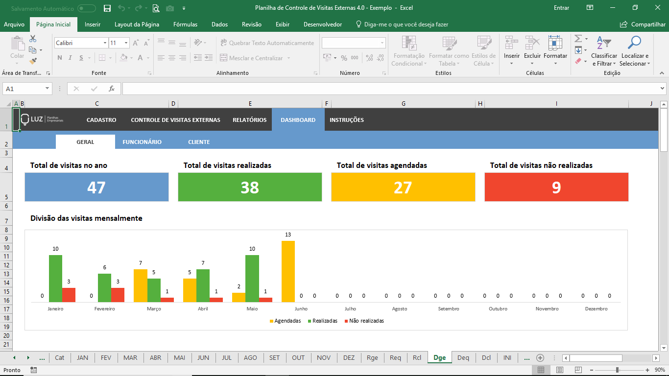 Planilha De Controle De Visitas A Clientes Em Excel 4 0 Planilhas Em Excel