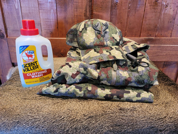 hunting clothes with washing detergent