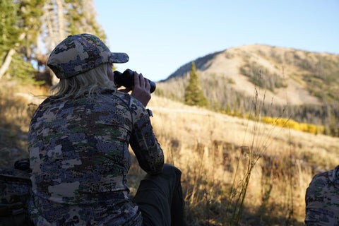 Woman hunting wearing the Forloh Women's AllClima Soft Shell Jacket