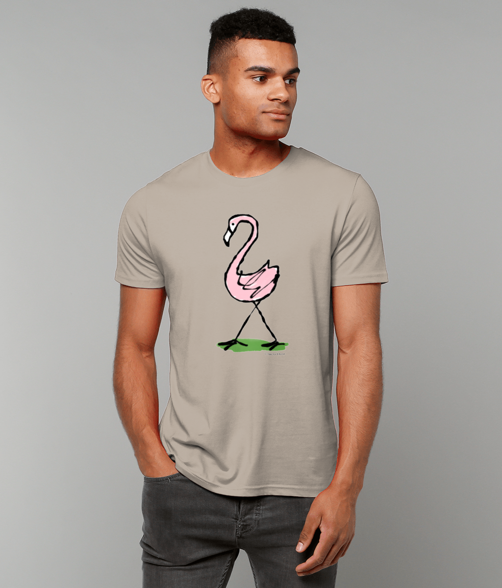 Pink Flamingo T-shirt design | Vegan cotton T-shirts | Hector and Bone