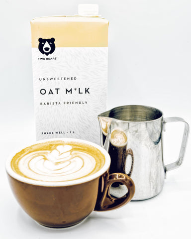 Latte art with Two Bears Oat Milk