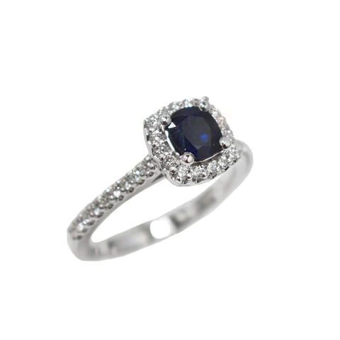 Bague Saphir Bleu et Diamants