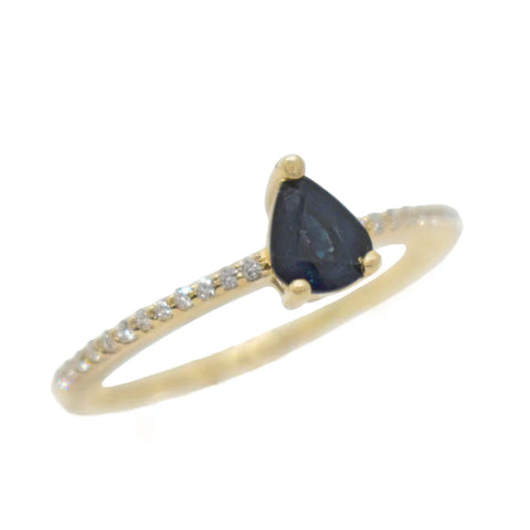 JustMy Bague saphir bleu poire en or jaune 10kt