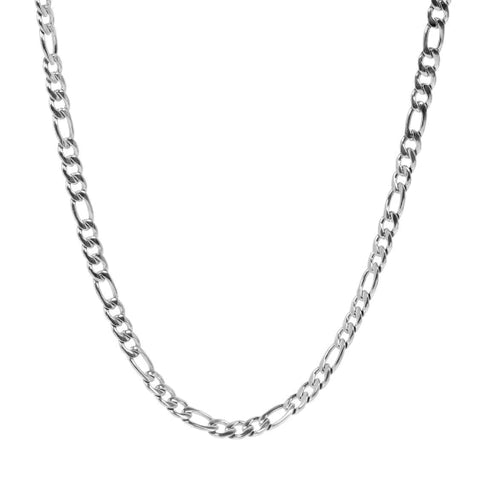 Collier en acier inoxydable A.R.Z steel.  Maille de type figaro Largeur: 7mm