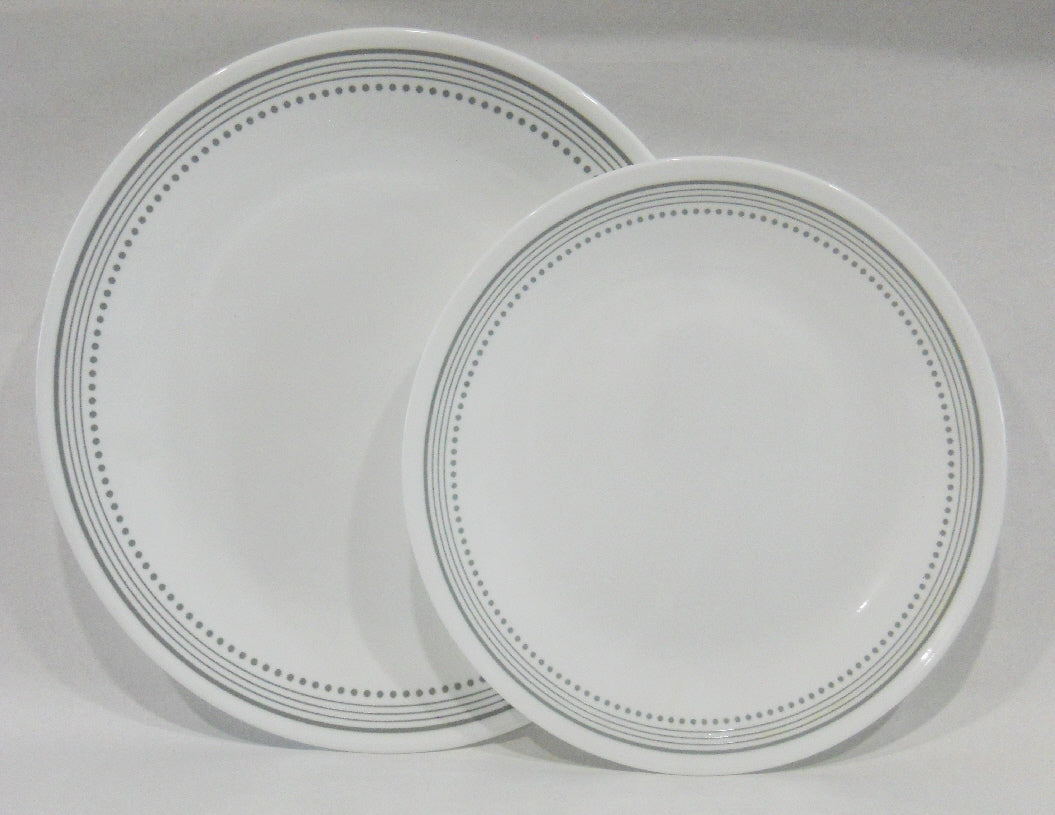 Corelle MYSTIC GRAY Choose: DINNER or LUNCH PLATE *Soft Grey Bands & D