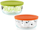 PYREX 4 Cup HALLOWEEN Storage Bowl *Choose TRICK OR TREAT CATS or GHOSTS & BATS