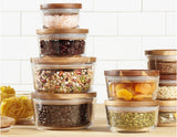 1 PYREX 4 CUP Glass Food Storage Container w/ WOODEN LID & SEAL Dry Goods, Crafts