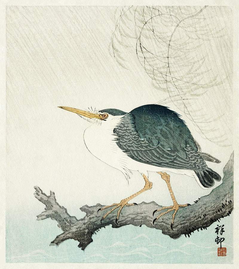 Quack on tree stump (1900 - 1936) by Ohara Koson