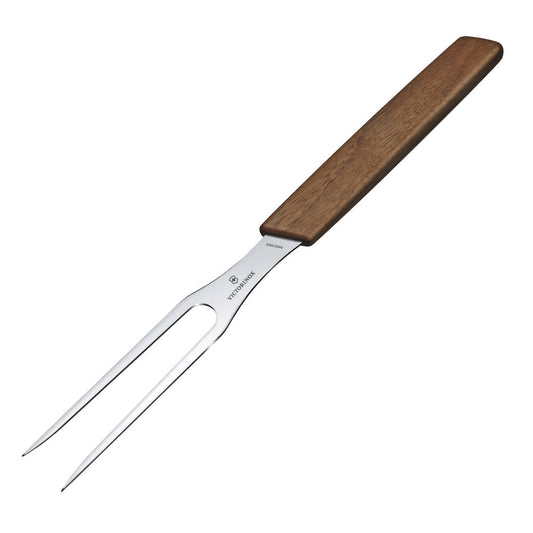 Victorinox Swiss Modern carving knife and meat fork, red and cream