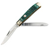 Boker Traditional Series 2.0 Trapper 2 Blade Folding Knife Green Bone  Handle D2 Plain Edge 110829