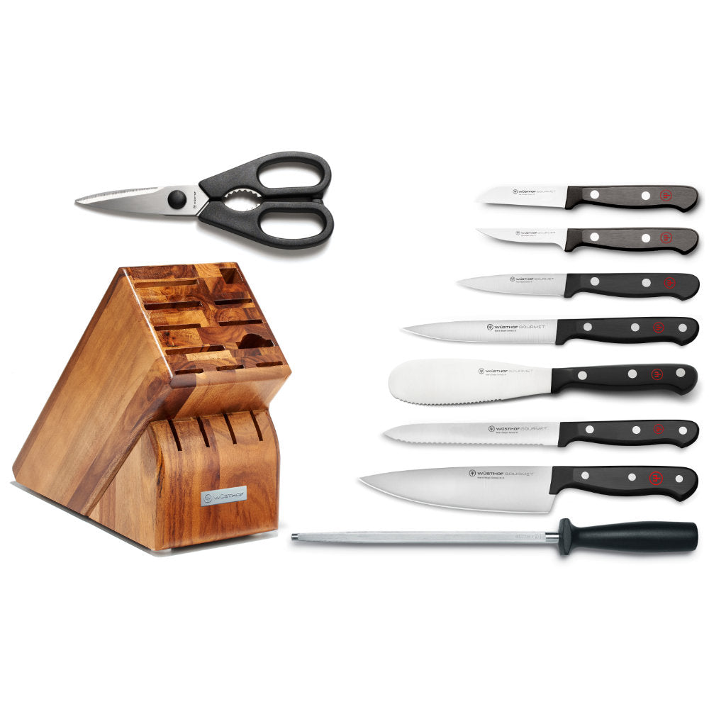 Wüsthof Gourmet 4-Piece Knife Set in Acacia Tray