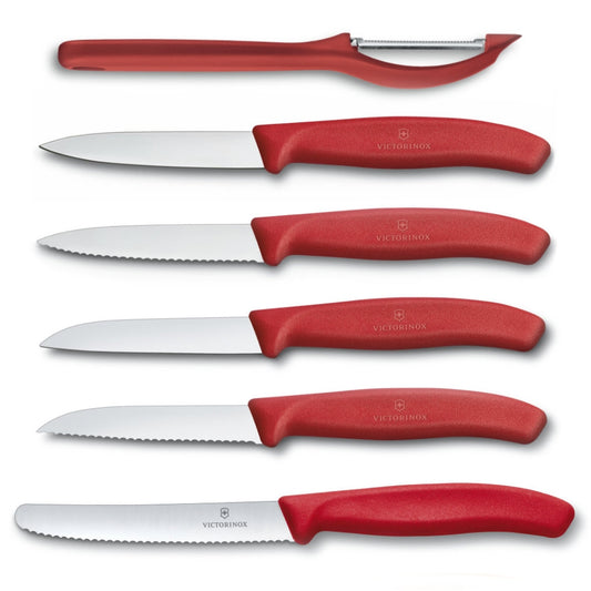  Culinary Depot Victorinox 2-Piece Set of 3.25 Inch Swiss  Classic Paring Knives with Straight Edge, Spear Point, 3.25, Red & White :  Home & Kitchen