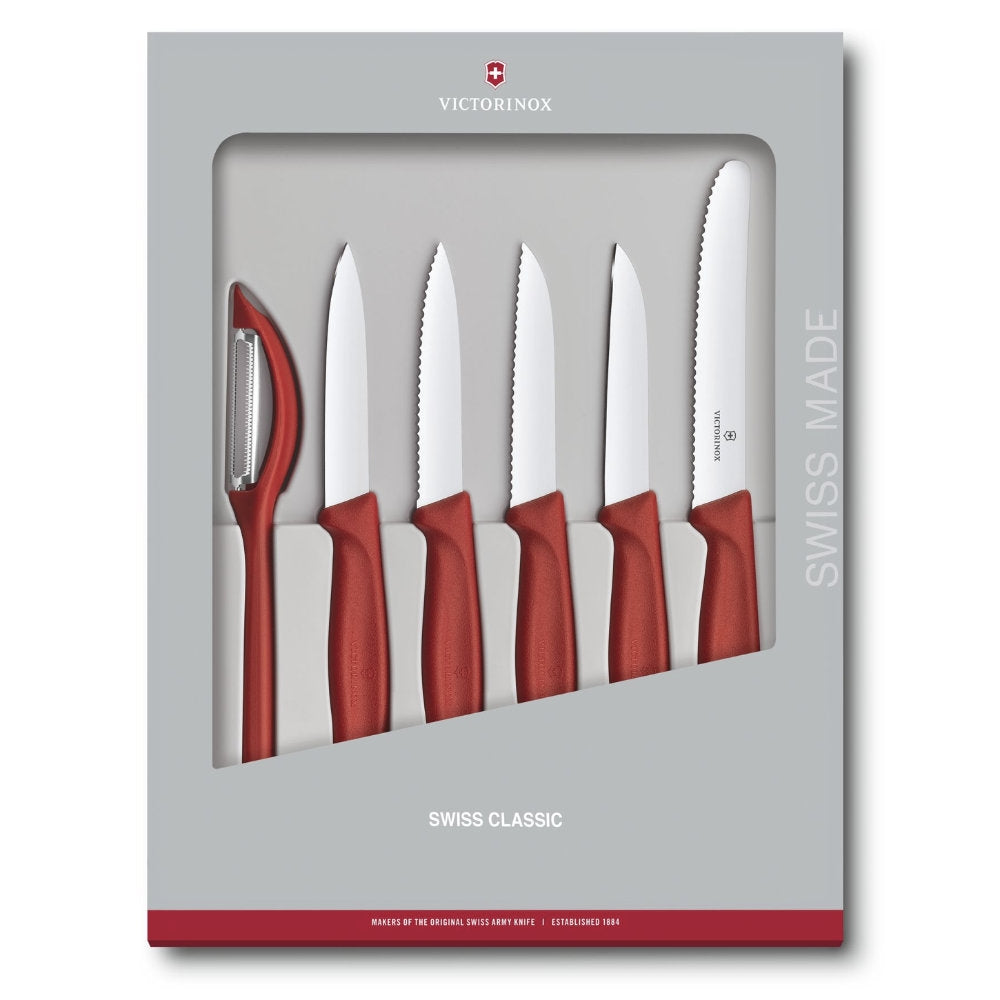 6 Piece Colorful Knife Set - 5 Kitchen Knives with 1 Peeler