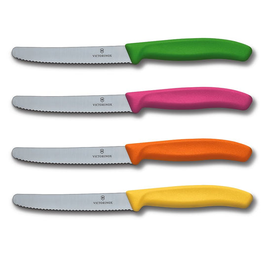 involveret Låne Agnes Gray Swiss Classic 4-Piece 4.5" Round Tip Serrated Steak Knife Set by Victo –  Swiss Knife Shop