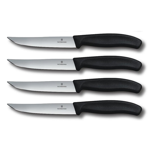 Victorinox Forschner 6-Piece 4.5 inch Serrated Steak Knife Set, Round Tip,  Black Polypropylene Handle